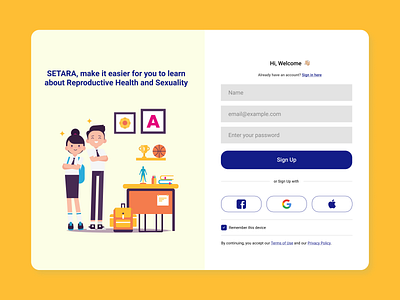 Daily UI 001 - Sign Up for SETARA E-learning clean daily ui dailyui001 design landing page login login screen product design sign up sign up form signup split screen ui ui design uiux user experience user interface ux web design website