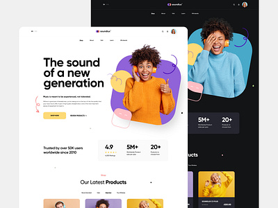 soundlux website concept dark homepage light music sound ui ux website