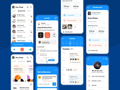 Event App & Chat App animation branding challenge design graphic design interaction logo ui ux visual design