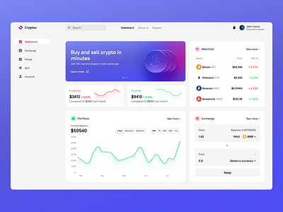 Crypto Startup - Cryptsu (White theme) bank bank wallet banking banking app banking dashboard crypto crypto wallet cryptocurrency app cryptocurrency dashboard dashboard desktop desktop app launcher responsive app ui ux wallet website white white theme