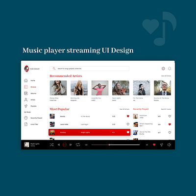 Music player branding creative design dessigner graphic design mockup ui uiux web design