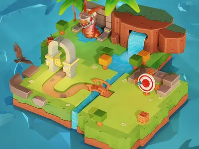 İsland artwork blender blender 2.9 blender 3d blender3d design illustration isometric ui