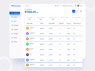 HolyTransaction- Multi_Cryptocurrency Dashboard UI Design animation app branding cryptocurrency dashboard dashboard dashboard ui design dribbble best shot flat homepage design illustration logo mobile app design multi currency dashboard ui ui user experience design ux ux design web web app design