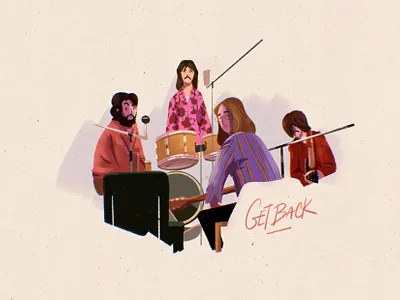 The Beatles - Get Back beatles character design digital art digital painting dribble get back illustrateur illustration illustrator procreate the beatles