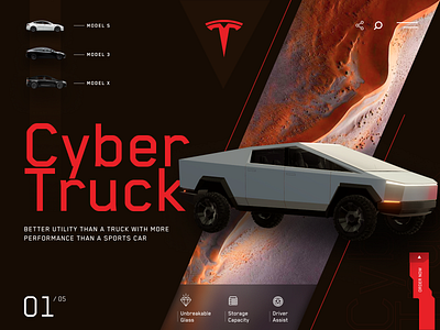 Cyber Truck Hero Header banner cyber truck design header hero header home home page landing landing page ui ux web website