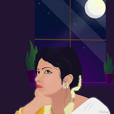 Moon light atanu bengali bongaon culture design flat glow india light love moon nature sanyal saree