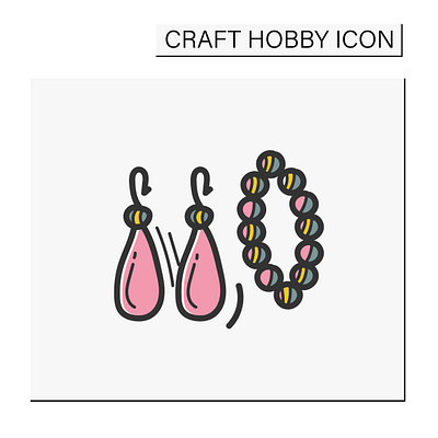 Handmade accessories hand draw color icon art bracelet branding design graphic design icon illustration logo stye ui vector