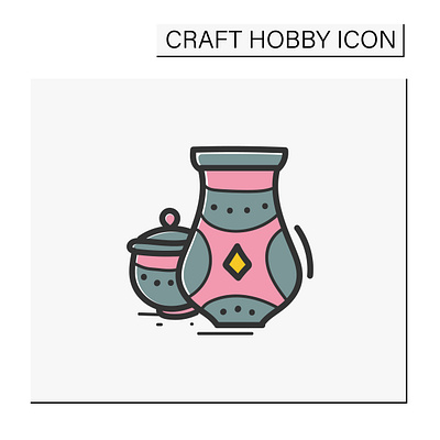 Pottery hand draw color icon art branding design graphic design homemade icon illustration logo stye ui vector