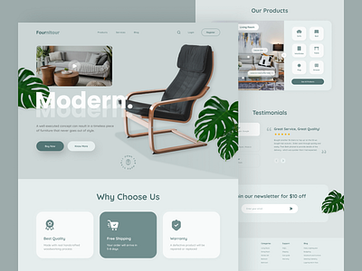 Fournitour Landing Page design ecommerce furniture header home homepage interior landing page property store table ui ui ux uiux web web design website