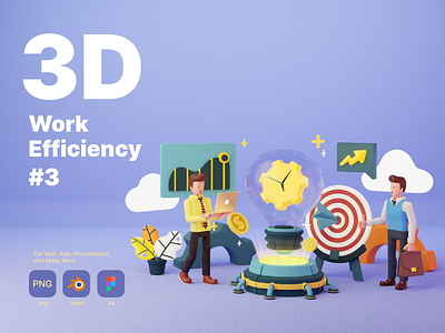 Work Efficiency Illustration 3d animation aset blender design illustration modeler work