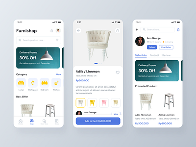 Furnishop Cakrawala App adobe xd design interior marketplace mobile app design online shop ui uiux ux vector