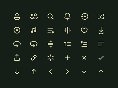 Music App Icon Set app friends history icon link mobile music notification playlist reorder repeat shuffle user