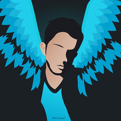 Blue wing atanu sanyal angel atanu black blue boy flat man sanyal wing wings