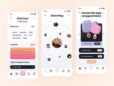 Dating app - Valentine's Day ❤️ app date app dating datting app day ui ui desing ux valentine valentine app valentines day