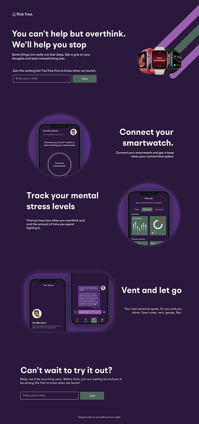 landing page for overthinking app app design figma portfolio ui ui design ux