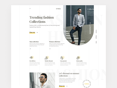 Fashion e-commerce store web landing page ui design 2022 clean design e commerce fashion landing page man minimal mobile online store product design responsive design store template trendy design ui ui ux ux web design website