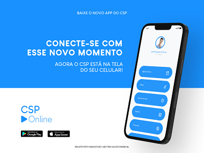 CSP Online 3d aplication app banner branding escola graphic design logo ui