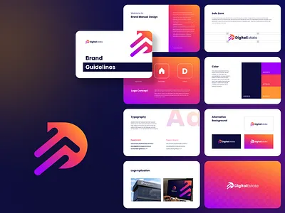 Digital Estate - Logo and Brand Guidelines agency app asset brand guideline brand guidelines brand identity branding consulting crypo design develope digital estate graphic design home illustration logo logo design nft