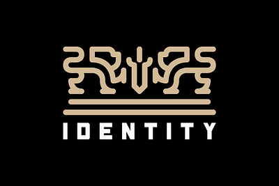 Simple lion and sword logo