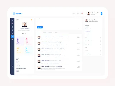 Veemo Customer Page admin panel clean ui crm dashboard office management product design project management task management ui design uiux design veemo