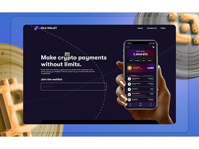 Arila Wallet landing page bitcoin crypto design landing page