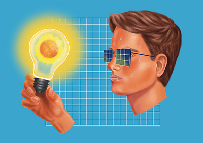 For Politico Europe: Poland’s solar power sunburn blue bulb digital painting digitalart energy illustration journalism light man media poland politico politico europe solar energy solar power sun sunburn sweat