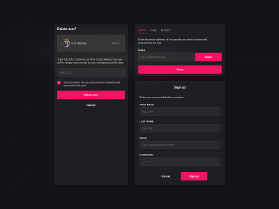 Shell Components - Web Modals and Drawer buttons dark mode dark ui design system drawer medium modal shell components ui web web ui