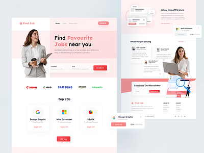 Landing page for "Damel" Finder jobs app biding clean finder finder jobs freelancer indonesia indonesiandesigner jobs landing page posting sketch ui kit web work working