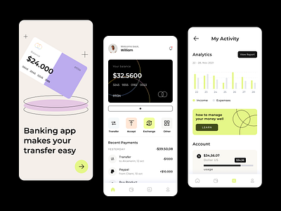 Finance - Mobile Banking App android app app design bank banking banking app clean design finance finance app fintech ios management minimal mobile app mobile banking ui ui design uiux whitespace