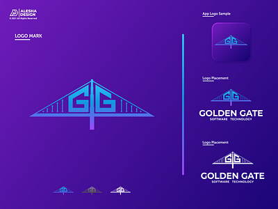 Golden Gate Software Technology Logo Design! branding bridge design geometric gglogo golden gate golden gate bridge identity initial initials inspirations letters logo mark negative space software symbol tech technology wordmark