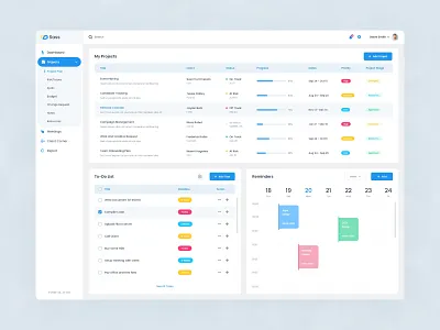 Sass - Project Management Dashboard adobi xd clean ui creative dashboard interface minimal project project management saas service shah alam software trendy ui uiux ux web app web app design web application