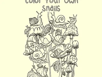 Color Your Own Snails design graphic design illustration