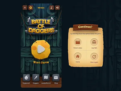 Battle Of Daggers Game UI Design battle daggers game game ui game ui design logo ui