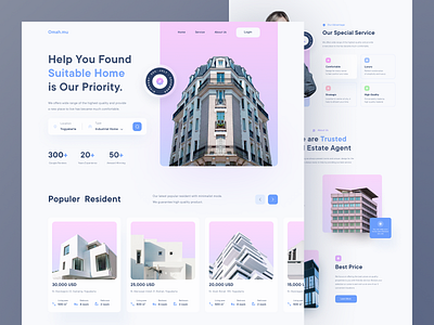 Real Estate Landing Page apartment architecture building design furniture header home homepage house landingpage minimalist modern properties realestate realestateagency ui ux webdesign website