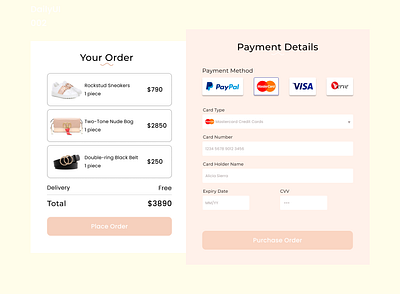 Checkout page 002 dailyui ui design