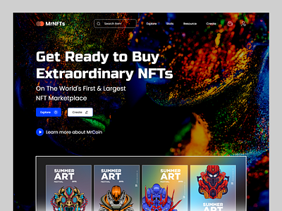 NFT Marketplace Website cryptoart ethereum nft token web design