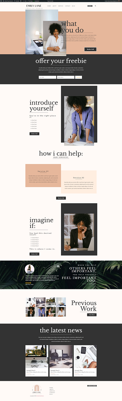 Modern and Feminine Boho Wordpress Template For Small Business small business web design womenownedbusiness