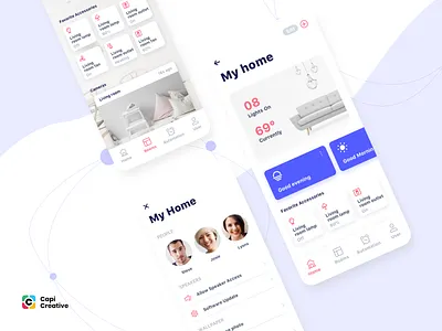 CaHome - Smart Home App UI Design app automatic capi creative design home illustration mobile sketch smart control smart home ui ui kit