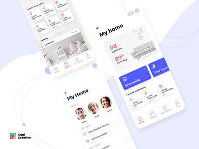 CaHome - Smart Home App UI Design app automatic capi creative design home illustration mobile sketch smart control smart home ui ui kit