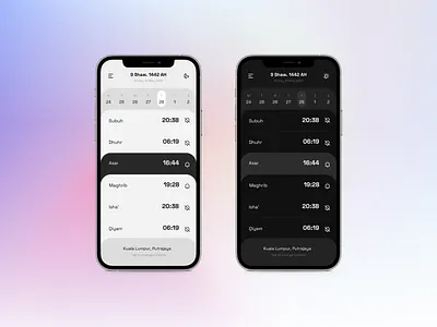 Prayer Time app design islamic app minimal prayer time