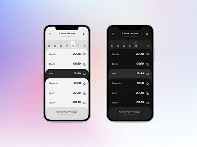 Prayer Time app design islamic app minimal prayer time