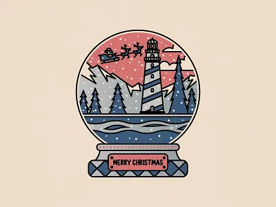 Merry Christmas 2021 christmas cobretti design geometric handmade illustration lighthouse line line art mountains pine trees retro santa claus sea snow snow globe vector vintage winter xmas