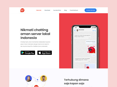 ChatAja Landing Page chat chataja clean home page landing page red social social commerce ui