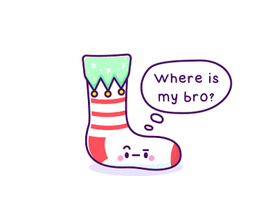 Elf's Sock cartoon cartoon character cartoon illustration christmas cute cute art cute illustration holidays illustration kawaii kawaii art kawaii character sock sticker vector xmas
