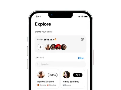 Group Circles add app brand circles design friend request friends group hobbies interests ios iphone 13 person request site taste ui ux