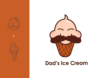 Logo Design branding character flat ice cream illustrating logo minimal