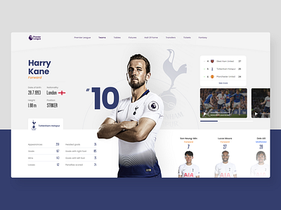 Premier League Platform UIUX Concept adobe xd design football harry kane illustration minimalistic mobile app premier league soccer sport uiux ui ui design uiux uiuxdesign xd