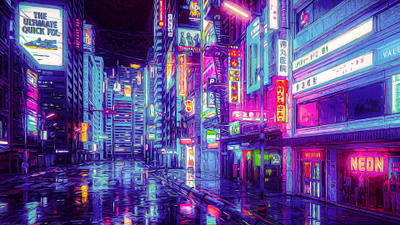 Cyberpunk City 2d art city cyberpunk illustration ninety niners street