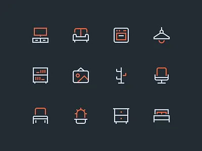 Home Furniture Icons bed chair couch furniture home icons lamp oven