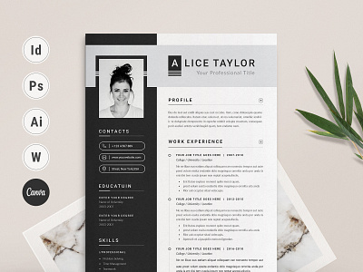 Resume Template | Word & Canva illustrator eps